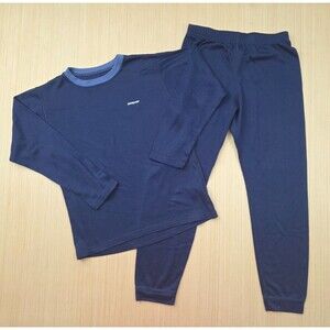 VTG Patagonia Capilene Kids M Blue Thermal Base Layer Shirt Pants Set Midweight